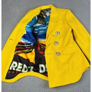 Dsquared2 Blazer Men 38 Yellow Double Breasted Lined Coat Jacket Statement Italy